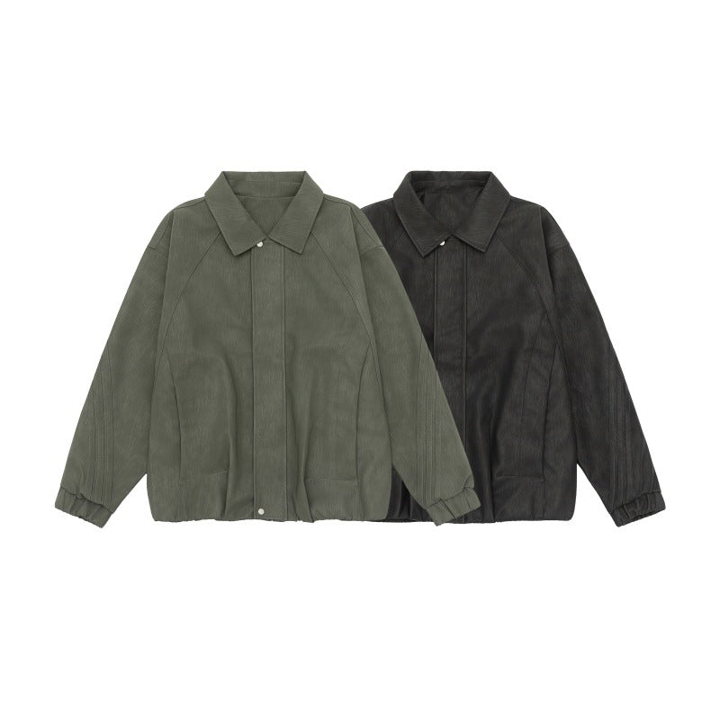 Unisex Boxy Shirt Jacket with concealed press stud placket, raglan seams and elastic hem Mune Fashion