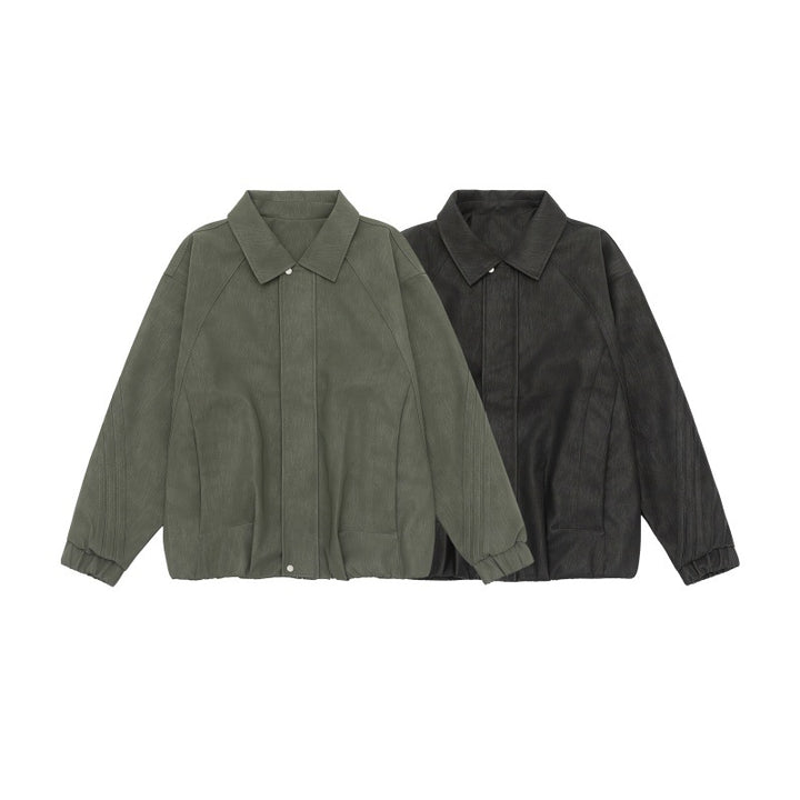 Unisex Boxy Shirt Jacket with concealed press stud placket, raglan seams and elastic hem Mune Fashion