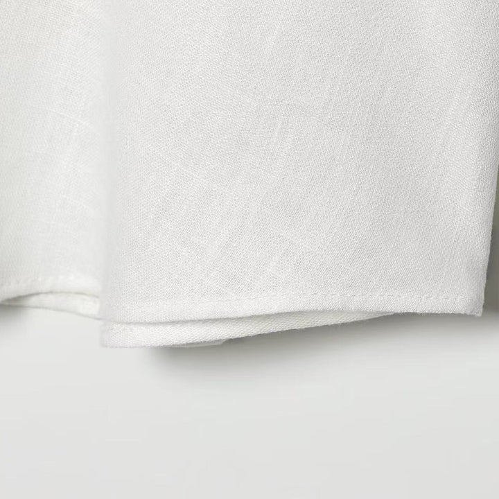 Women's Oversized Linen Blouse with Lace Inserts on Sleeves and Concealed Button Placket Mune Fashion