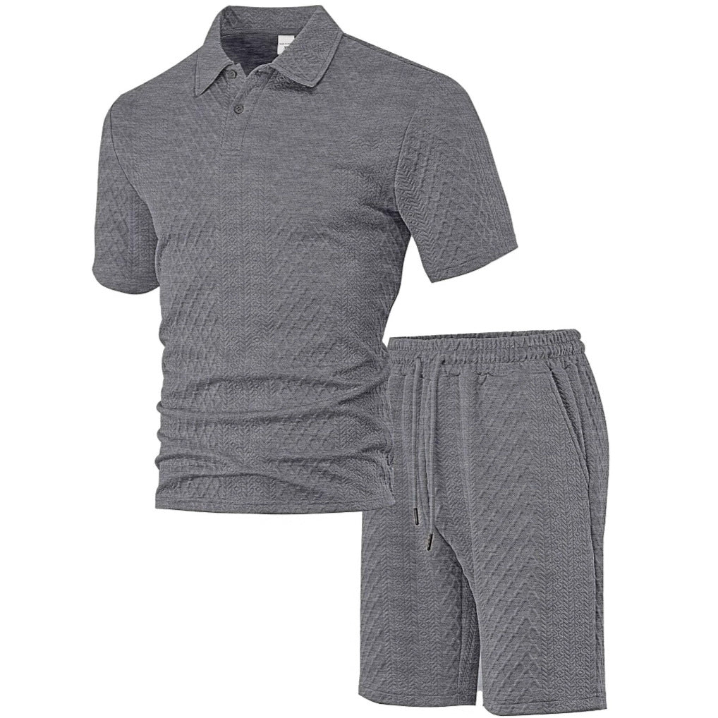 Men's structured polo shirt and bermuda shorts set made of quilted cotton blend Mune Fashion