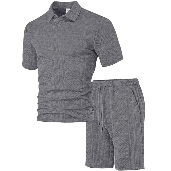 Men's structured polo shirt and bermuda shorts set made of quilted cotton blend Mune Fashion