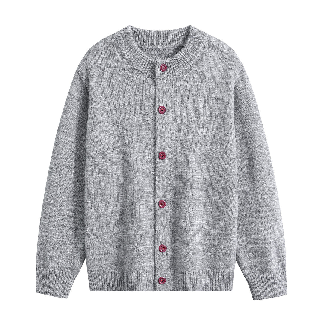 Women's Oversized Cardigan with Round Neck, Ribbed Hem & Contrast Buttons Mune Fashion