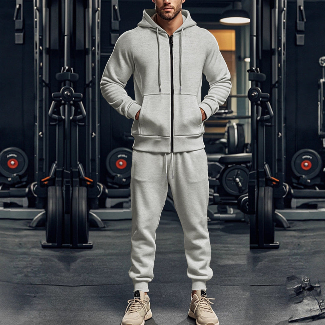 Men's Complete Sweatset with Zipper Hoodie and Tapered Jogging Pants Mune Fashion