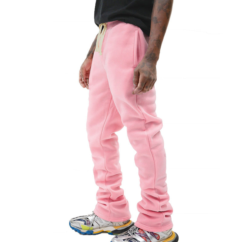 Men's casual sweatpants with elastic comfort waistband, drawstring, fleece lining, and straight leg Mune Fashion