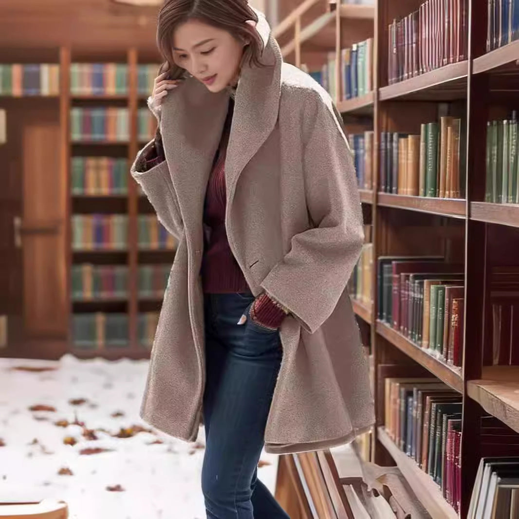 Women's Hooded Teddy Coat in Oversized A-Line Cut with Dropped Shoulders Mune Fashion