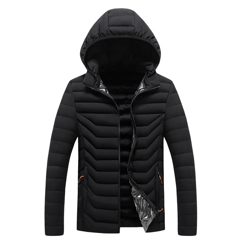 Men's ultra-light quilted hooded jacket with chevron quilting, windproof outer layer and thermal lining Mune Fashion