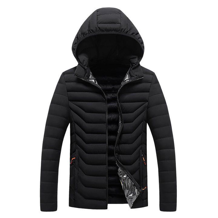Men's ultra-light quilted hooded jacket with chevron quilting, windproof outer layer and thermal lining Mune Fashion