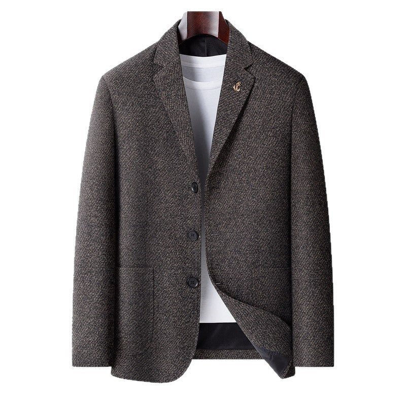 Men's single-breasted wool blend jacket with fine texture and light interior lining Mune Fashion