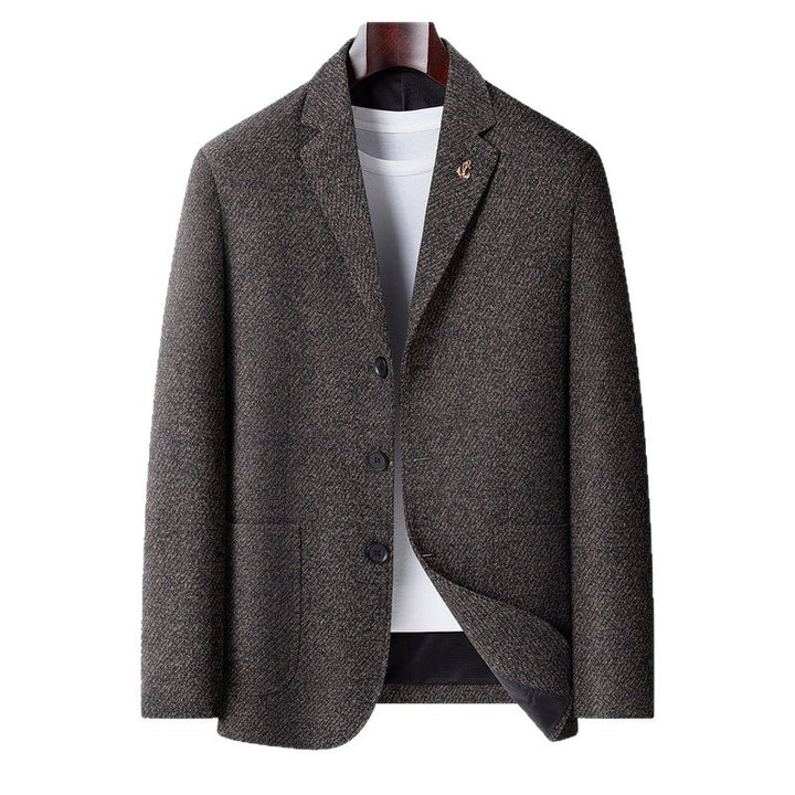 Men's single-breasted wool blend jacket with fine texture and light interior lining Mune Fashion
