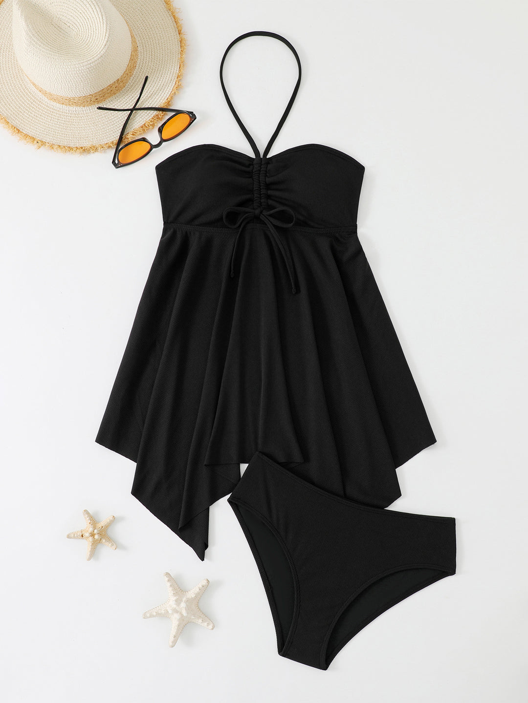 Women Tankini with asymmetrical hem and adjustable straps Mune Fashion