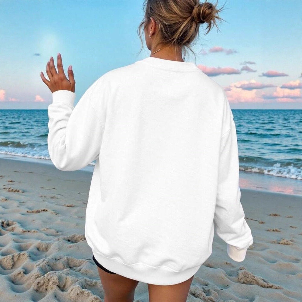 Women's oversized sweatshirt with maritime Key West fish motif, dropped shoulder and soft cotton blend Mune Fashion