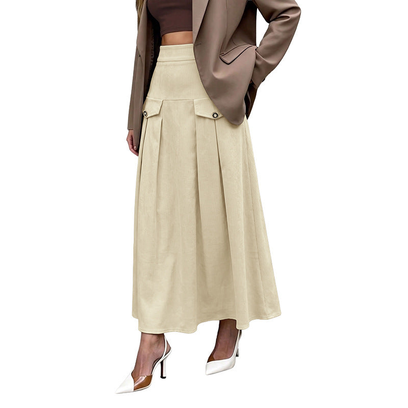 Women Elegant Pleated Skirt with Belt Details Mune Fashion