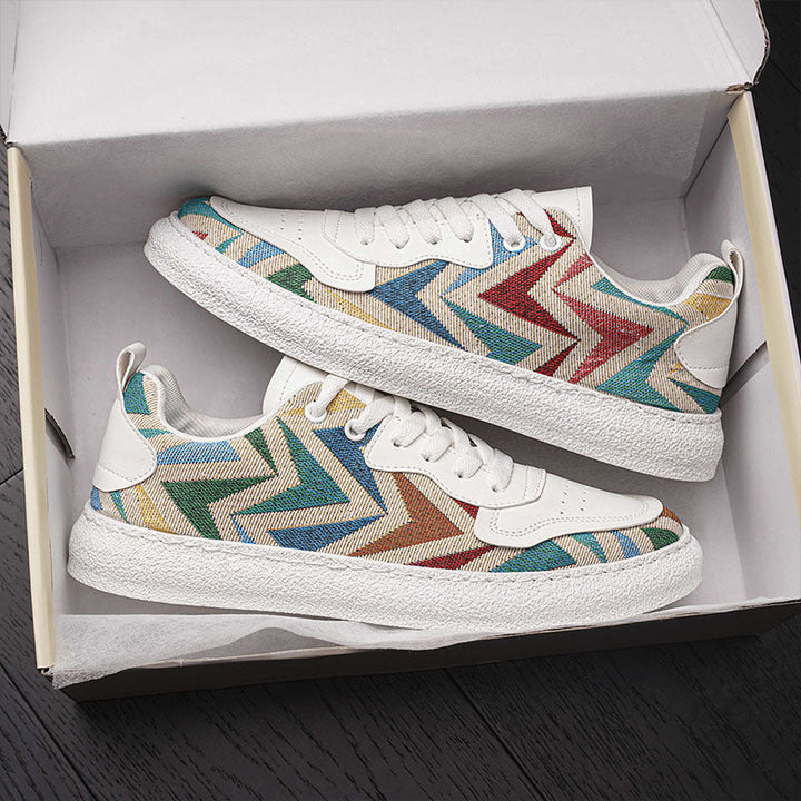 Women's Fashion Sneakers with Colorful Chevron Pattern Mune Fashion