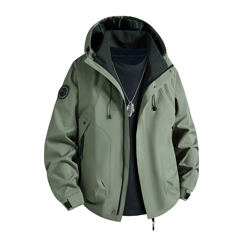 Men's waterproof softshell jacket with hood and fleece lining Mune Fashion