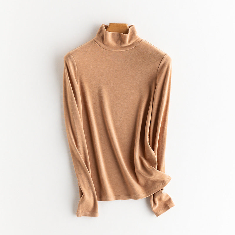 Ladies Fine Long Sleeve Shirt with Stand-up Collar made of Stretch Jersey, Body-hugging Silhouette Mune Fashion