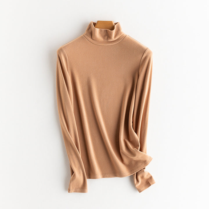 Ladies Fine Long Sleeve Shirt with Stand-up Collar made of Stretch Jersey, Body-hugging Silhouette Mune Fashion