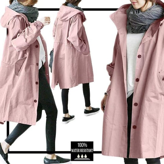 Women's nan lightweight oversized parka coat with hood, drawstring waist and side slit Mune Fashion