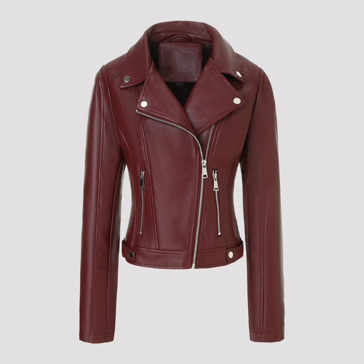 Women Stylish Cropped Leather Jacket Mune Fashion