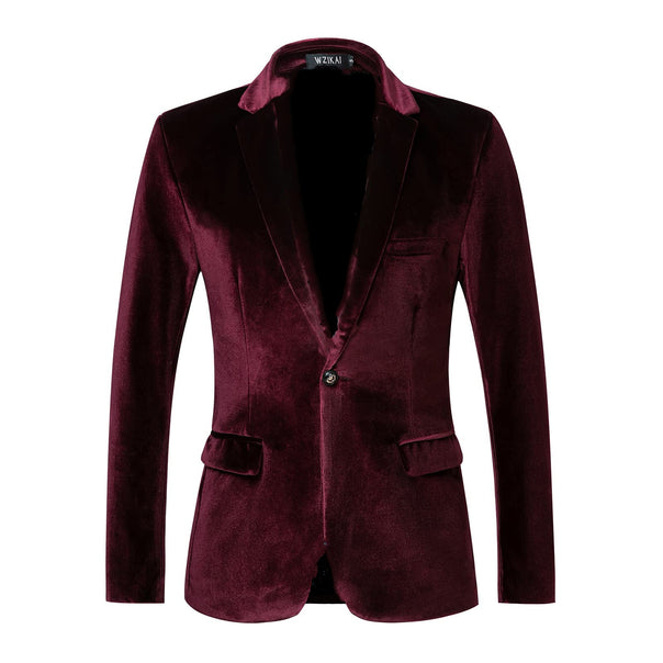 Men's custom tailored velvet blazer Slim Fit with single-breasted button placket and flap pockets Mune Fashion