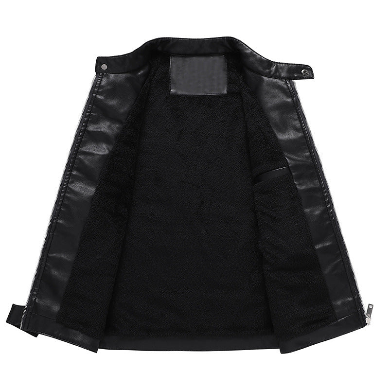 Men's biker jacket made of synthetic leather with distinctive logo application and tailored cut Mune Fashion