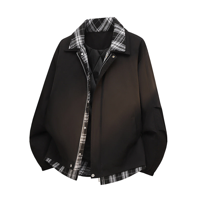 Men's Fashionable Transitional Jacket with Check Pattern Mune Fashion