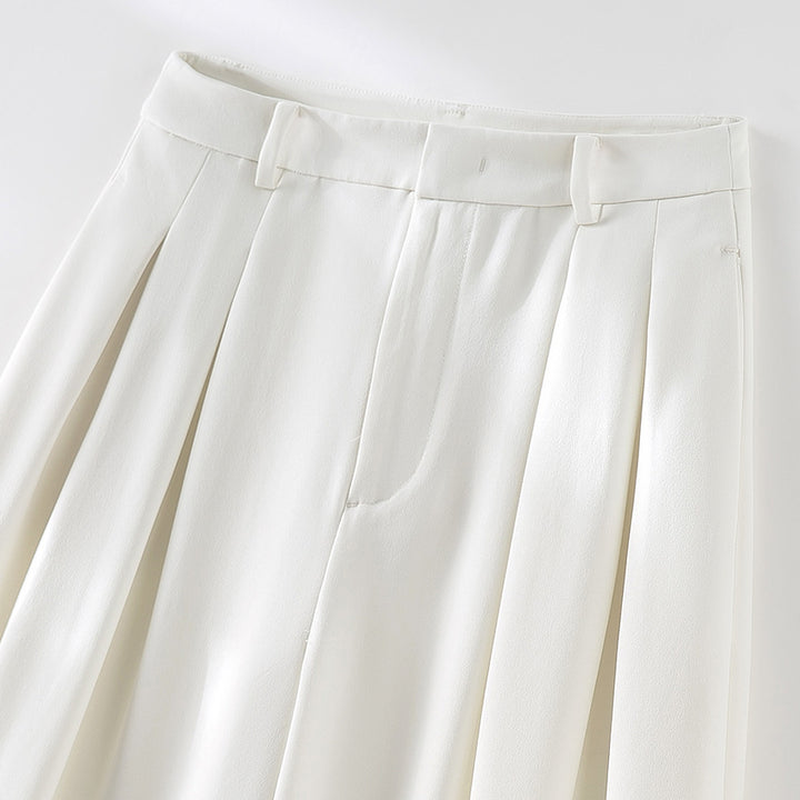 Women Wide High-Waist Trousers with Pleats and Culotte Silhouette Mune Fashion