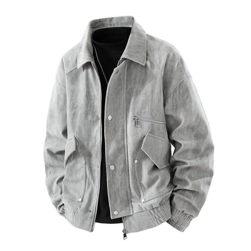 Men's corduroy blouson with zipper, chest zipper, flap and zip pockets, as well as elastic cuffs Mune Fashion