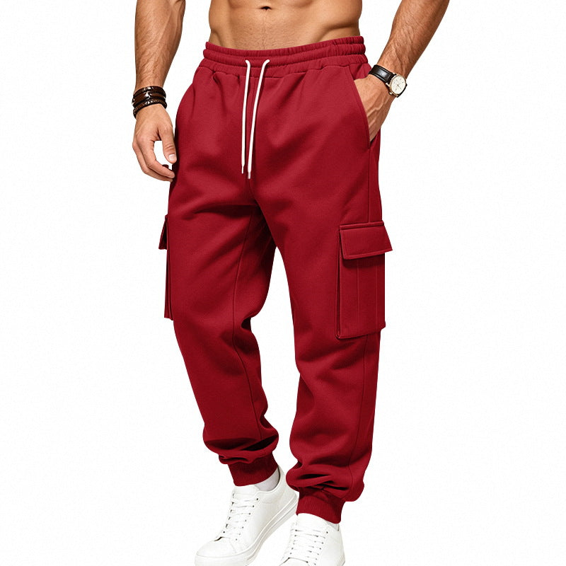 Men's cargo joggers made of sweat fabric with drawstring, elastic cuffs, and large flap pockets Mune Fashion