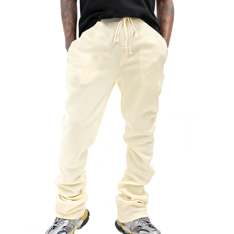 Men's Loose-Fit Fleece Jogging Pants with Drawstring, Side Pockets & Straight Leg Mune Fashion