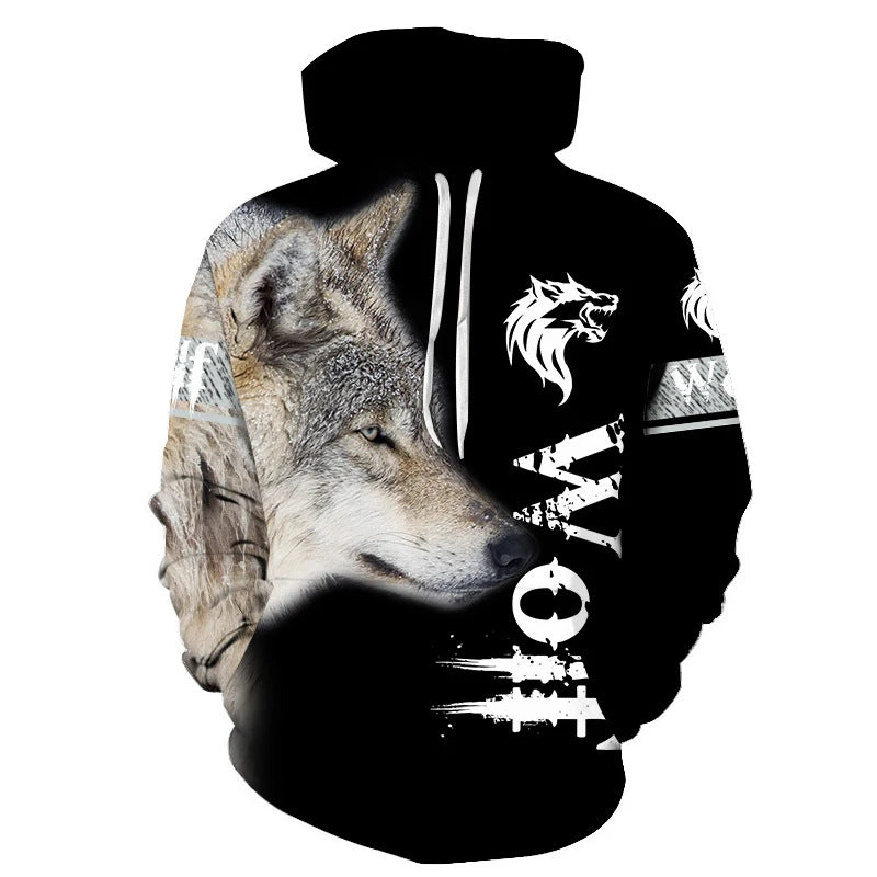 Unisex Hoodie with Creative Wolf Design Mune Fashion