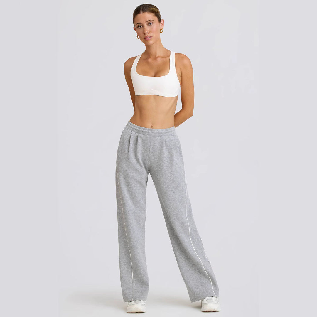 Women's Sporty Leisure Pants with Wide Cut and Practical Pockets Mune