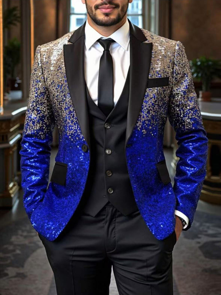 Men's sequin jacket with satin shawl collar and tailored fit Mune Fashion