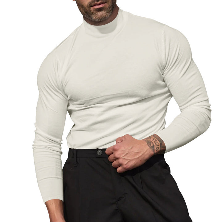 Men's body-hugging fine knit sweater with a tight round neckline Mune Fashion