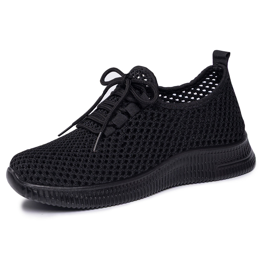 Women's breathable mesh slip-on sneakers with elastic lacing and flexible profile sole Mune Fashion