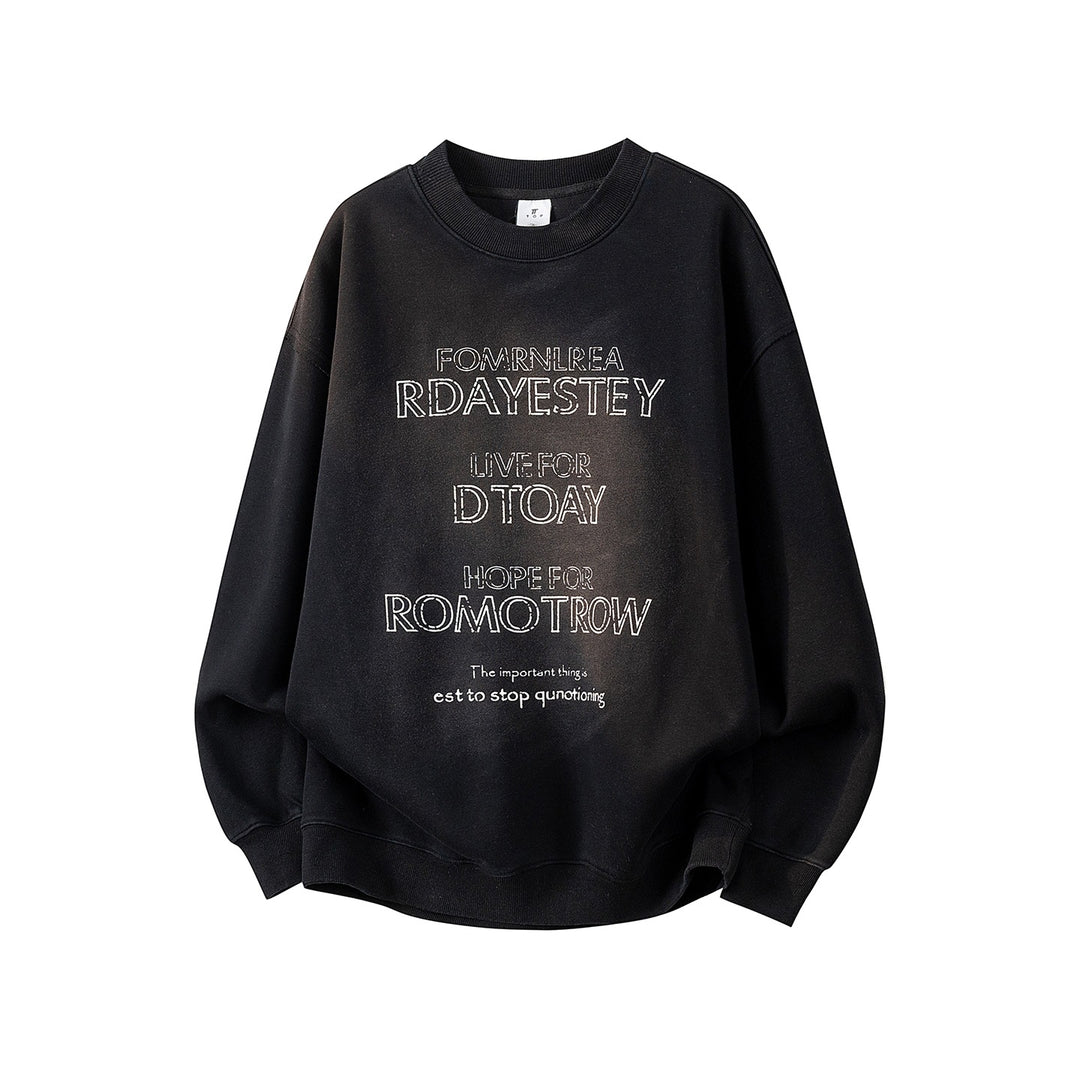 Women's Oversized Sweatshirt with Embroidered Logo, Rounded Hem & Dropped Shoulder Mune Fashion