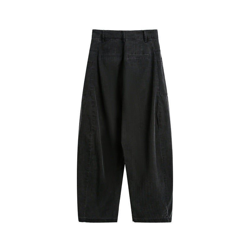 Women's Wide High-Waist Cargo Pants with Drop Crotch and Patch Side Pockets Mune Fashion