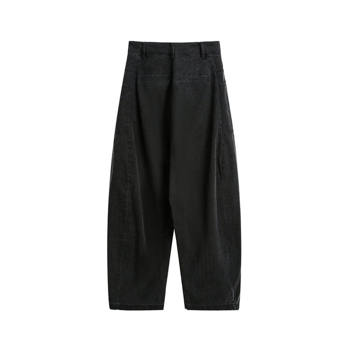 Women's Wide High-Waist Cargo Pants with Drop Crotch and Patch Side Pockets Mune Fashion