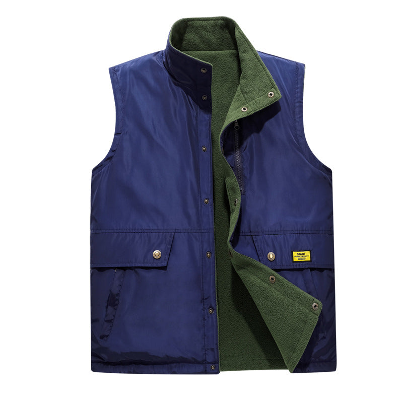 Men's Padded Utility Vest with Fleece Lining, Snap Button and Zipper Fastening Mune Fashion