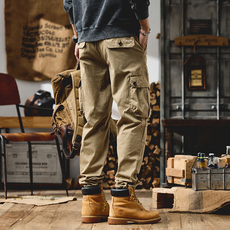 Men's Tapered Cargo Jogger Pants with Drawstring, Reinforced Knees, and Elastic Cuffs Mune Fashion