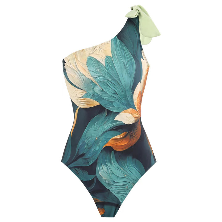 Women's swimsuit with asymmetrical design and high ruffle insert Mune Fashion