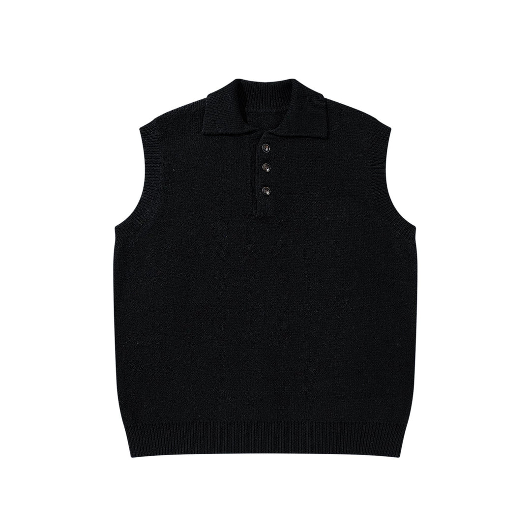 Unisex Sleeveless Knitted Vest with Polo Collar and Button Placket Mune Fashion