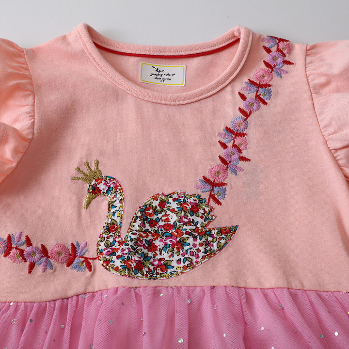 Girl tulle dress with floral appliqués Mune Fashion