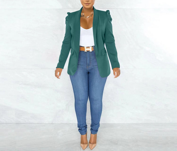 Women's tailored blazer with structured shoulder details and open lapel Mune Fashion