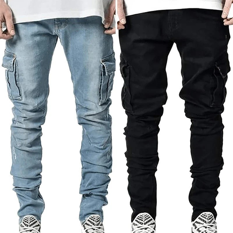 Men's Cargo Jeans with Multifunctional Pockets and Modern Slim-Fit Cut Mune