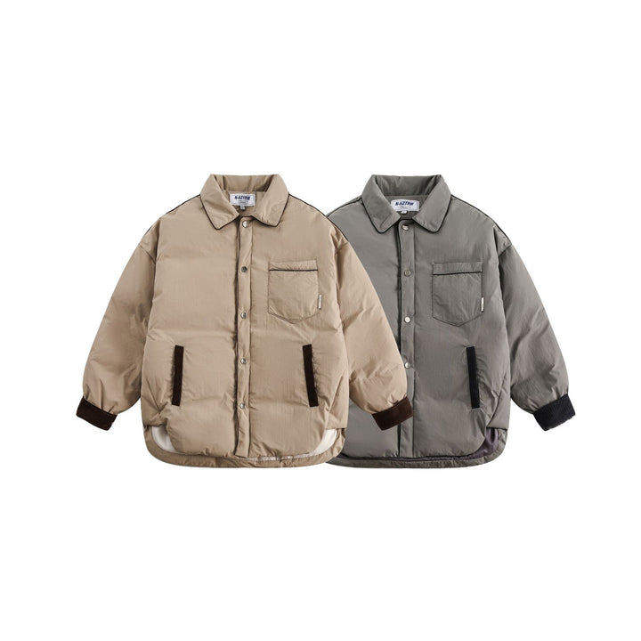 Unisex Short Cut Quilted Blouson Jacket with Shirt Collar and Cord Cuffs Mune Fashion