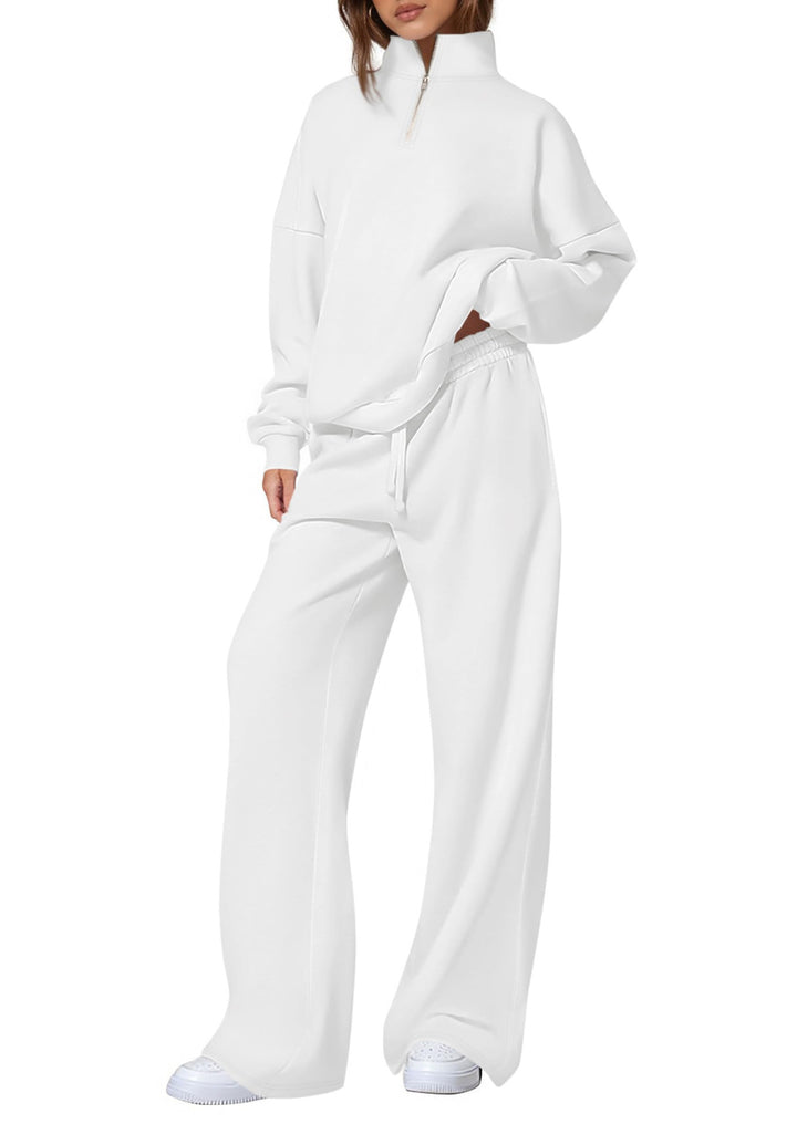 Women's oversized tracksuit with stand-up collar, half zipper and wide leg Mune Fashion