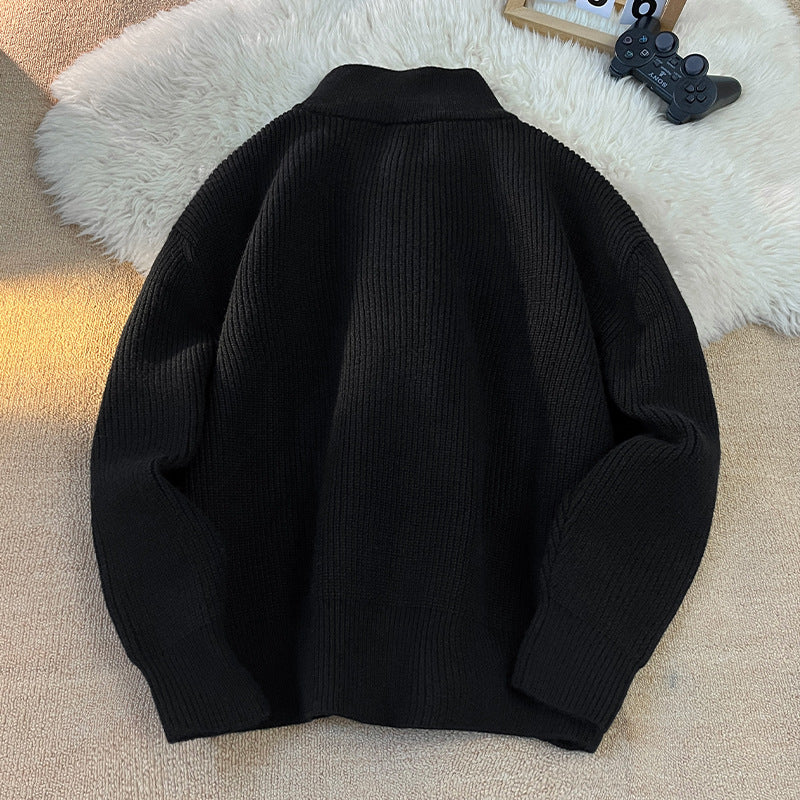 Women Fashionable Knit Sweater with High Collar Mune Fashion
