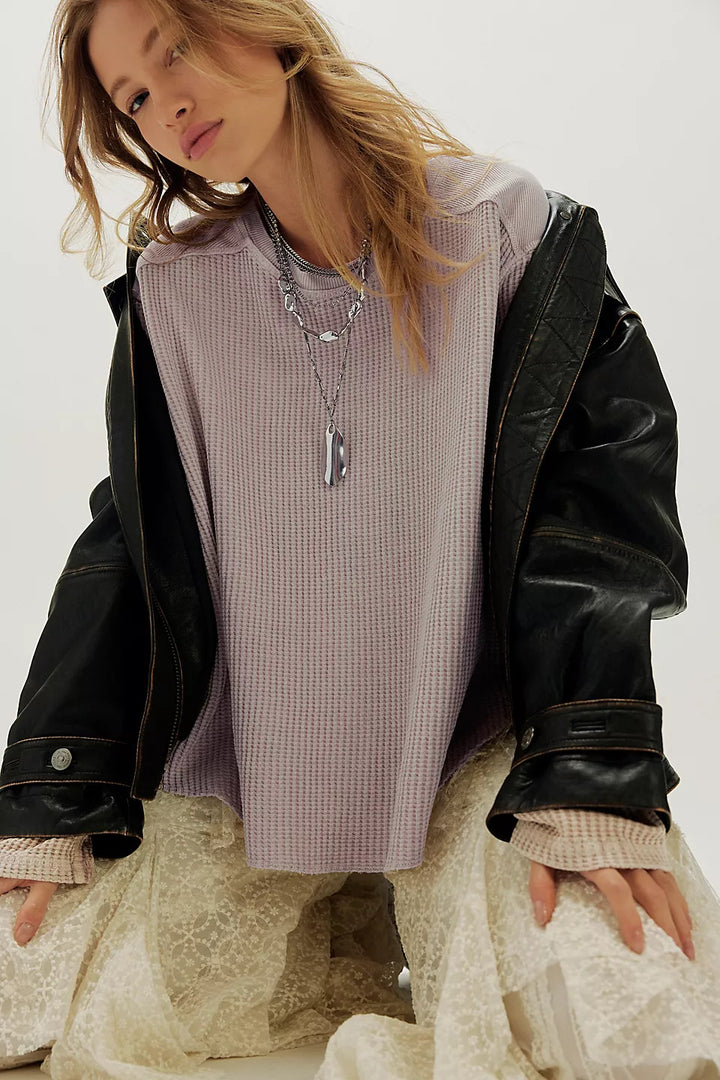 Women’s Oversized Waffle Knit Sweater with Loose Fit and Deep Raglan Sleeve Fashion