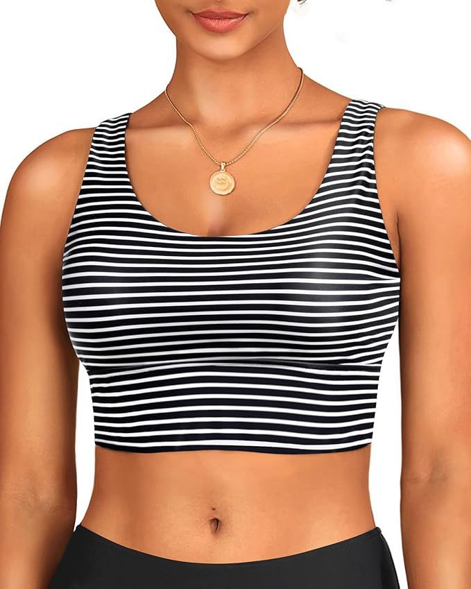 Women's sporty crop top with classic stripes Mune Fashion
