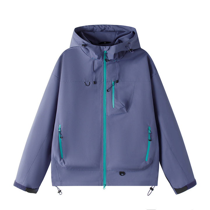 Men's Lightweight Tech Softshell Jacket with Hood, Adjustable Hem and Contrast Zippers Mune Fashion